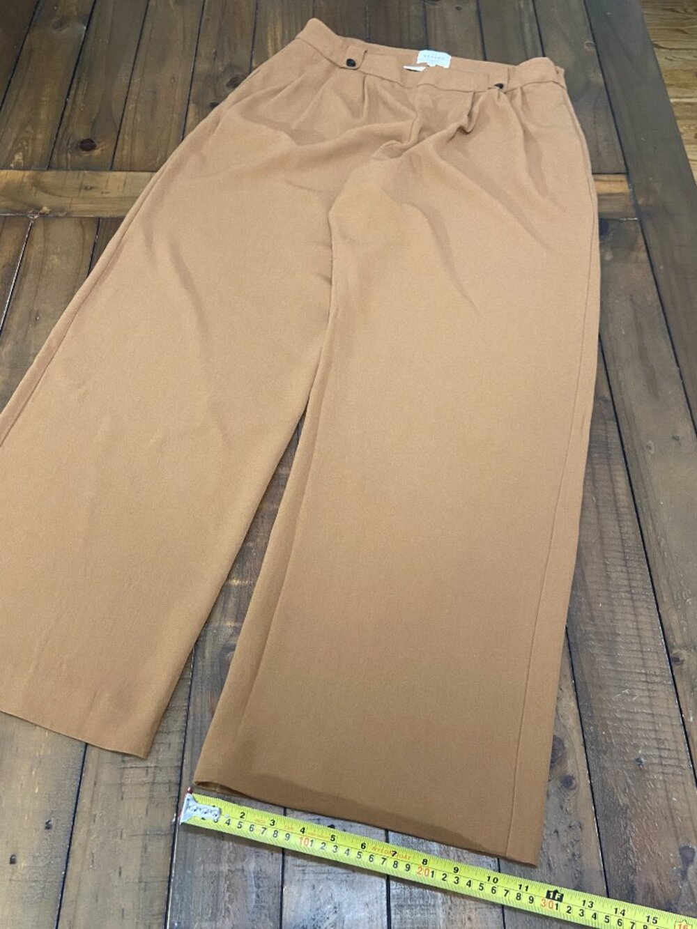 Sezane Dan Trousers Camel Tan Wide Leg High Waist Pleated Pants 44 US 12 - Picture 7 of 11